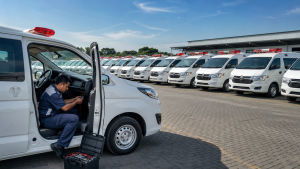 Pemasangan GPS tracker pada armada ambulans oleh teknisi gpssupertrack